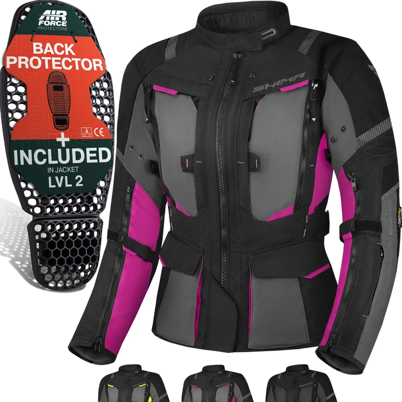 SHIMA HERO 2.0 Motorbike Jacket for Women | All Season Adventure Cordura Mens Touring Jacket with Waterproof Membrane Heating Layer CE Armor Pads Width Adjustment (Pink, M)
