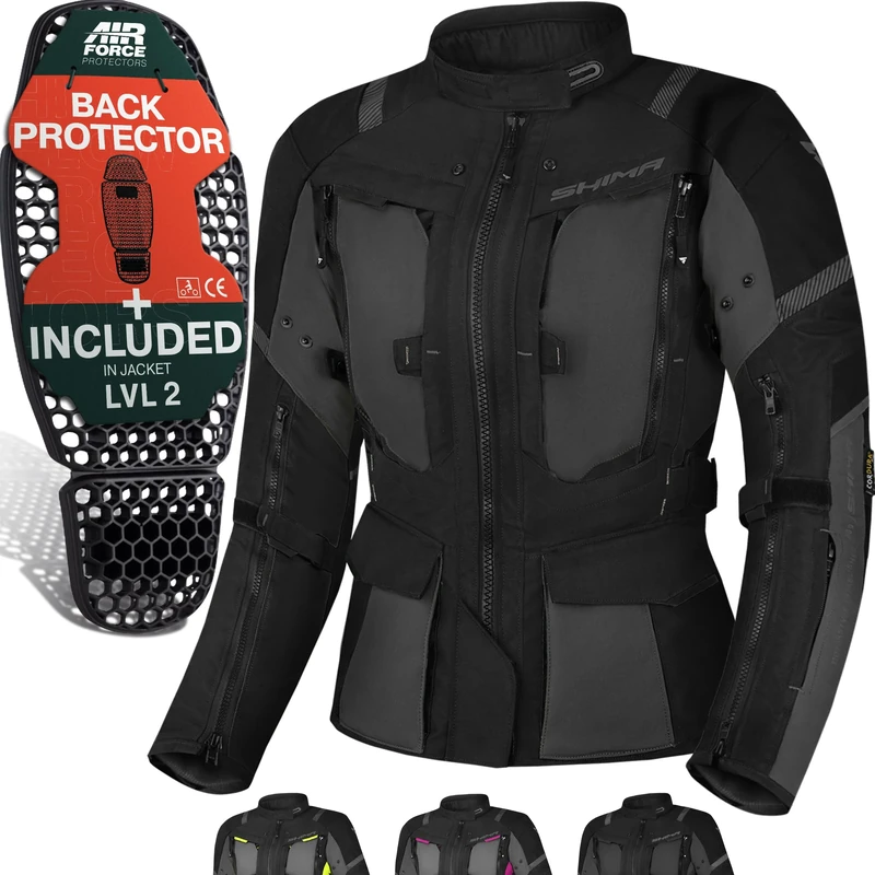 SHIMA HERO 2.0 Motorbike Jacket for Women | All Season Adventure Cordura Mens Touring Jacket with Waterproof Membrane Heating Layer CE Armor Pads Width Adjustment (Black, XXL)