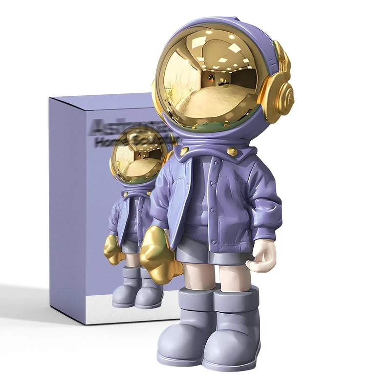 EZ4ENCE Figurine Statue Astronaut Sculpture Spaceman Decor,Sculpture for Home Decor,Arts Purple Shelf Decoration,Cool Metal Mask Table Decor,Large Spaceman Figure Ornament Give Gifts