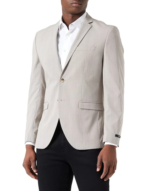 JACK&JONES JPRSOLARIS Check Blazer SN Chaqueta de Traje, White Pepper/Checks Super Slim FIT, 52 para Hombre