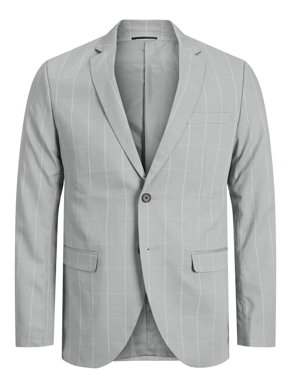 JACK & JONES Male Single Breasted Blazer Jprfranco Extra Slim Fit Blazer, Light Grey/Checks: Super Slim fit, 36