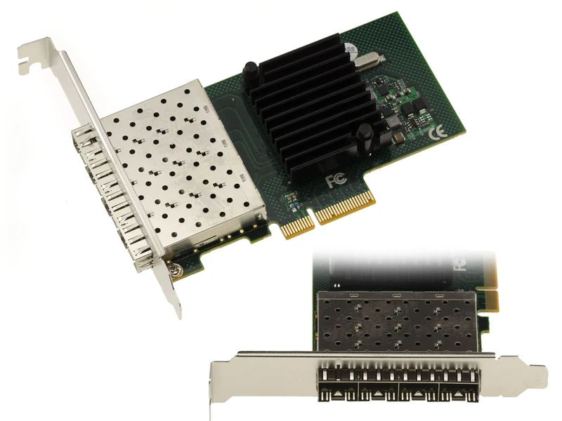KALEA-INFORMATIQUE PCIe SFP 4 Port Fibre LC Network Controller Card with Intel I350AM4 Chipset. Quad Gigabit Ethernet
