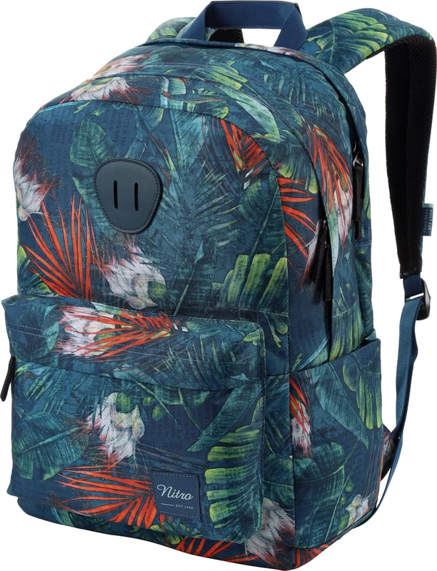 Nitro Urban Plus, Old School Daypack with Additional Padded Laptop Compartment, Urban Street Pack, Everyday Backpack, School Backpack, School Bag with Side Bottle Compartment, Tropical, 28l, Rucksack