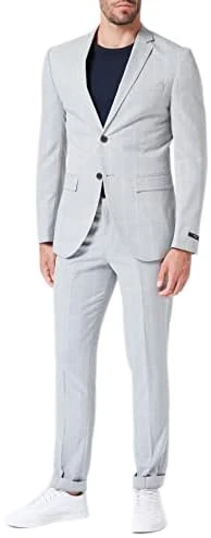 JACK & JONES Men's Jprfranco Check Suit Sn Suit, Light Grey/Checks: Super Slim fit, 46