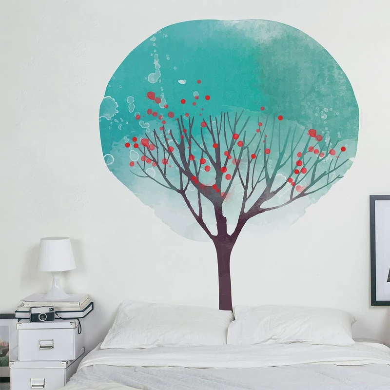 Ambiance Sticker Albero Astrato Non-Woven Wallpaper Giant Frescoes Pre-Pasted Decorative Label H 130 x L 120 cm