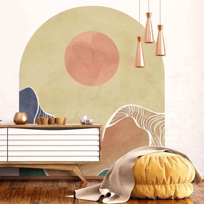 Ambiance Sticker Non-Woven Wallpaper Pre-Glued Giant Wall Mural – Abstract Desert World Window – Decorative Adhesive | H105 x L90 cm