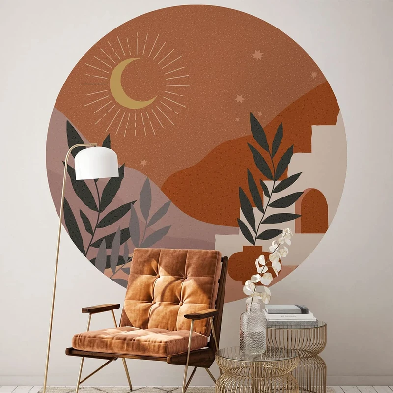 Ambiance Sticker Non-Woven Wallpaper Giant Frescoes Pre-Pasted Circuit Notte Astratta Desert Decorative Label H120 x L120 cm