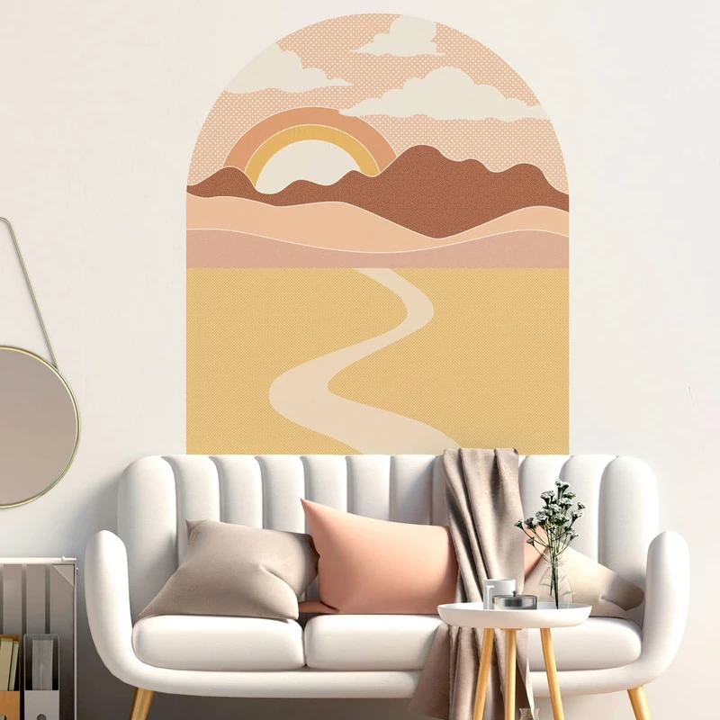 Ambiance Sticker Non-Woven Wallpaper Giant Frescoes Pre-Pasted California Sol Levante with Il Deserto E Le Nuvole Sotto L'Arco Decorative Label 150 x 120 cm