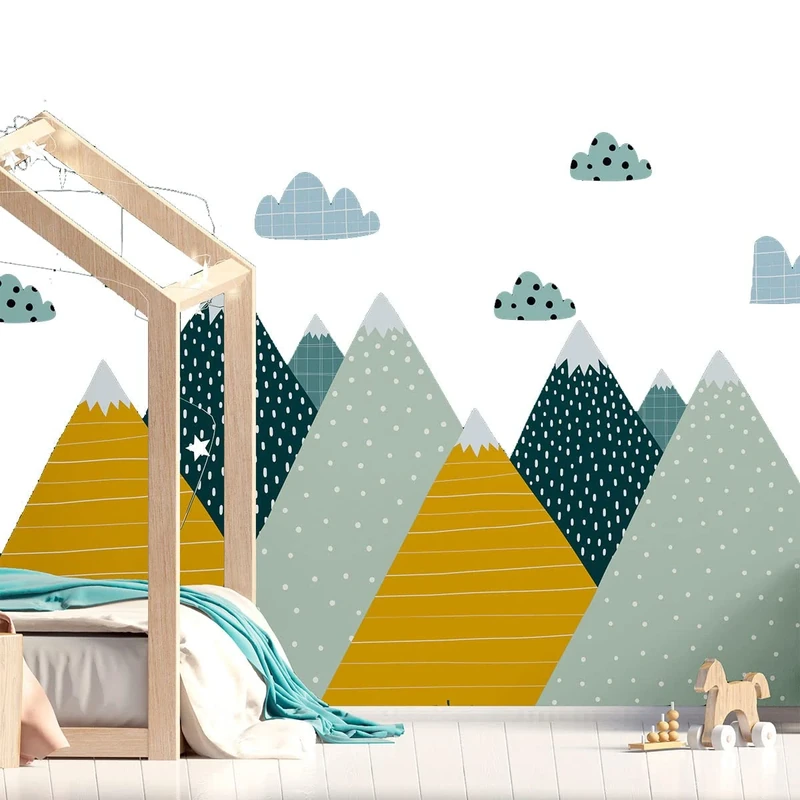 Ambiance Sticker Non-Woven Wallpaper Giant Frescoes Pre-Pasted Scandinavian Mountain Ziska Decorative Label H 120 x L 180 cm
