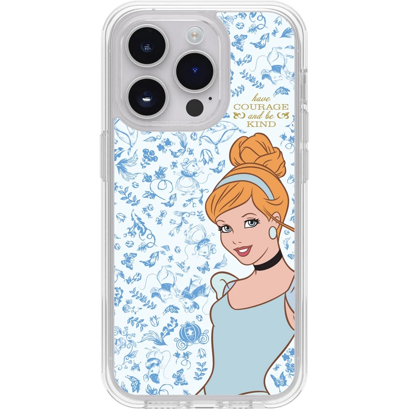 OtterBox iPhone 14 Pro Symmetry Series+ Case - CINDERELLA COURAGE & KIND, ultra-sleek, snaps to MagSafe, raised edges protect camera & screen