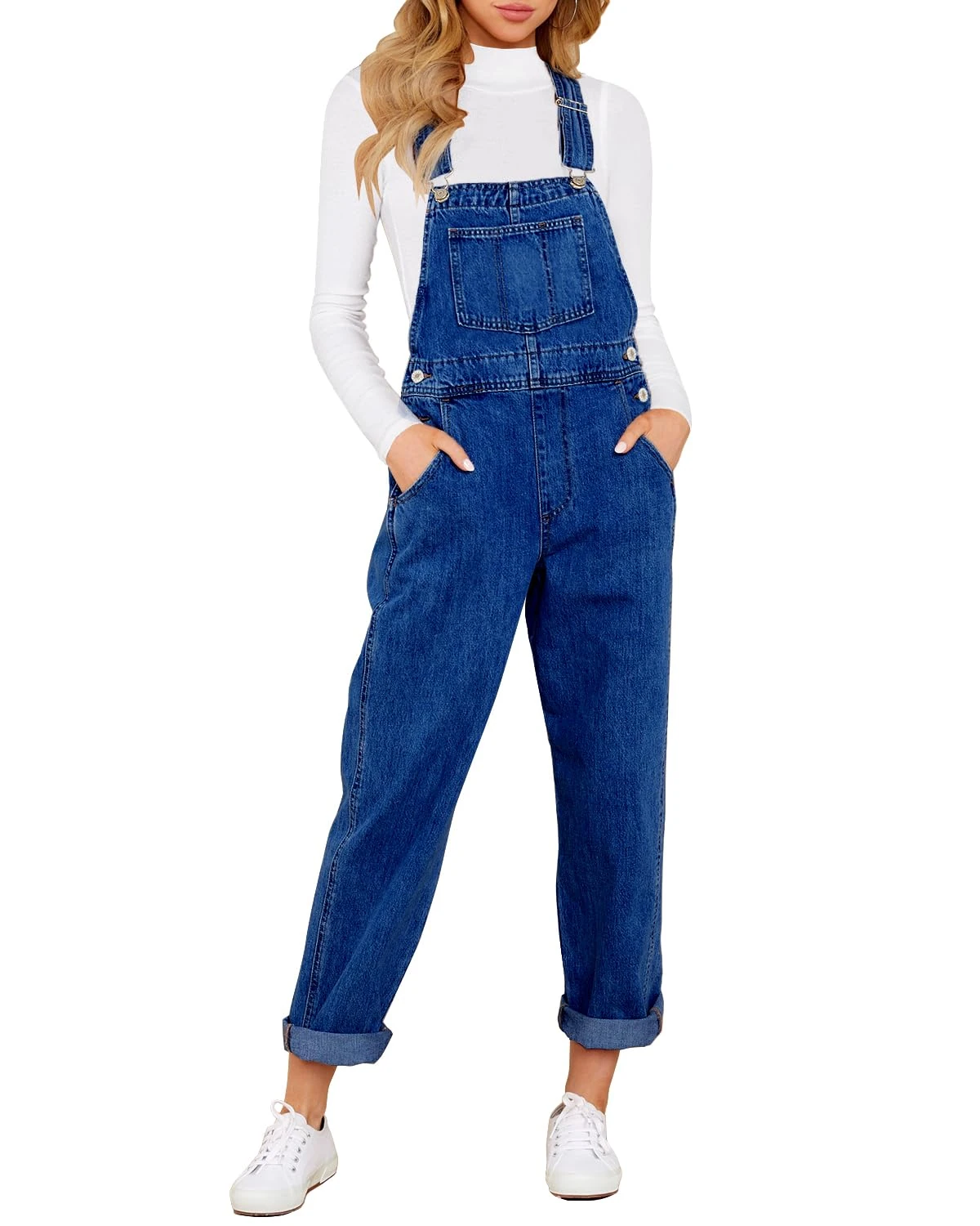 Vetinee Ladies Overalls Casual Jumpsuits Women Cody Blue Size Large Fits UK Size 16 - UK Size 18
