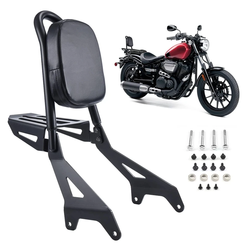 Bravema Motorcycle Rear Sissy Bar Backrest with Luggage Rack, Detachable Backrest Passenger Seat Fit for Yamaha Bolt XV950 XVS950 2013-2022