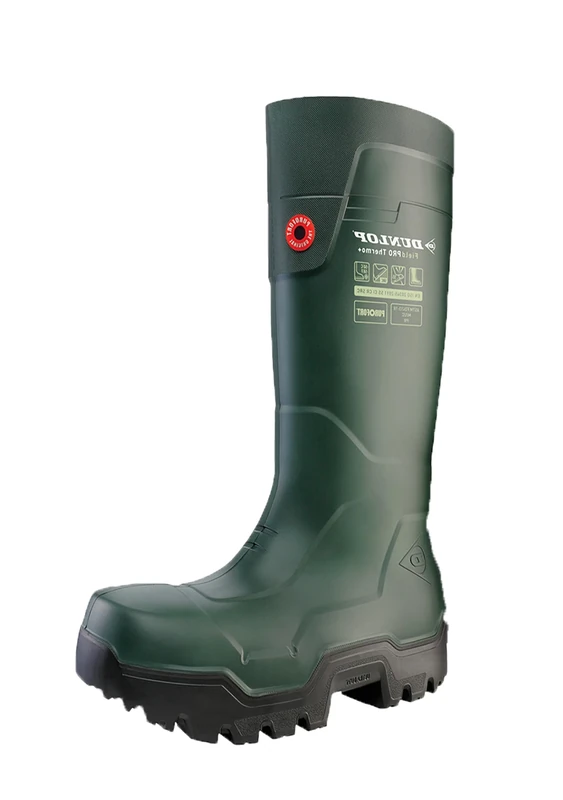 DUNLOP FieldPro Thermo+ - Unisex Full Safety Sneaker Fit Waterproof Work Boots, Green, Thermal Insulated and Slip-Resistant Wellies with Composite Toecap for Outdoor and Farm Use - EU39, UK6