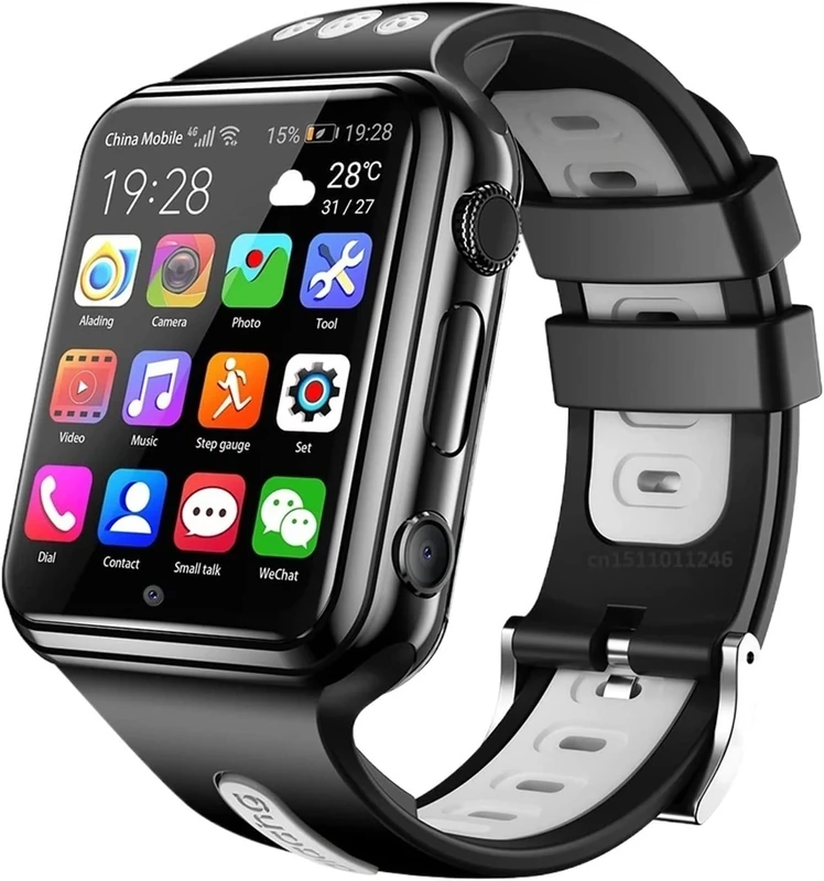 GABLOK Smartwatches 4G GPS WiFi Positioning Student Children 9.0 System Bluetooth SIM Card Electronics (Color : Black1-gray1, Size : 1) - Image 1