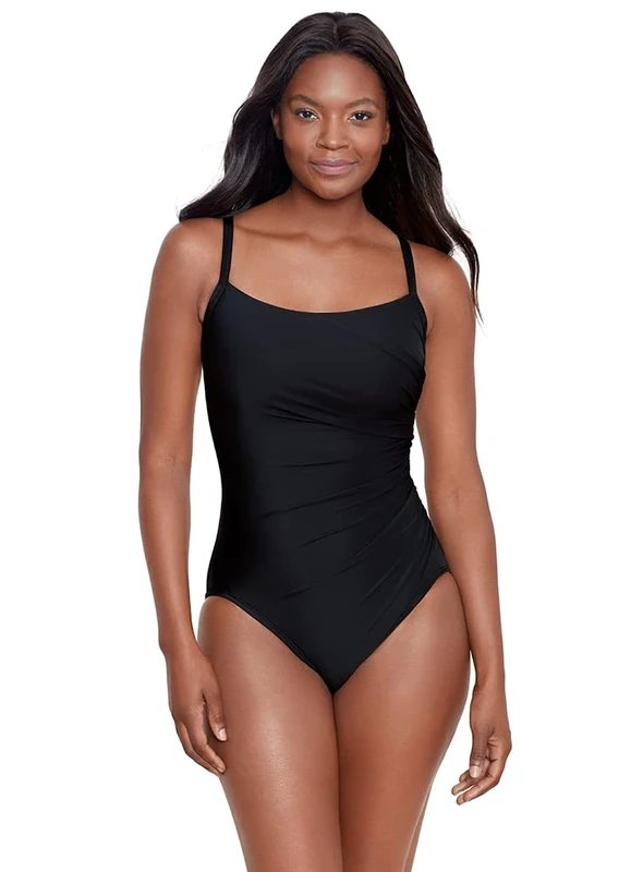 Miraclesuit Women's Swimwear Rock Solid Starr Underwire Tummy Control One Piece Swimsuit, Black, 20
