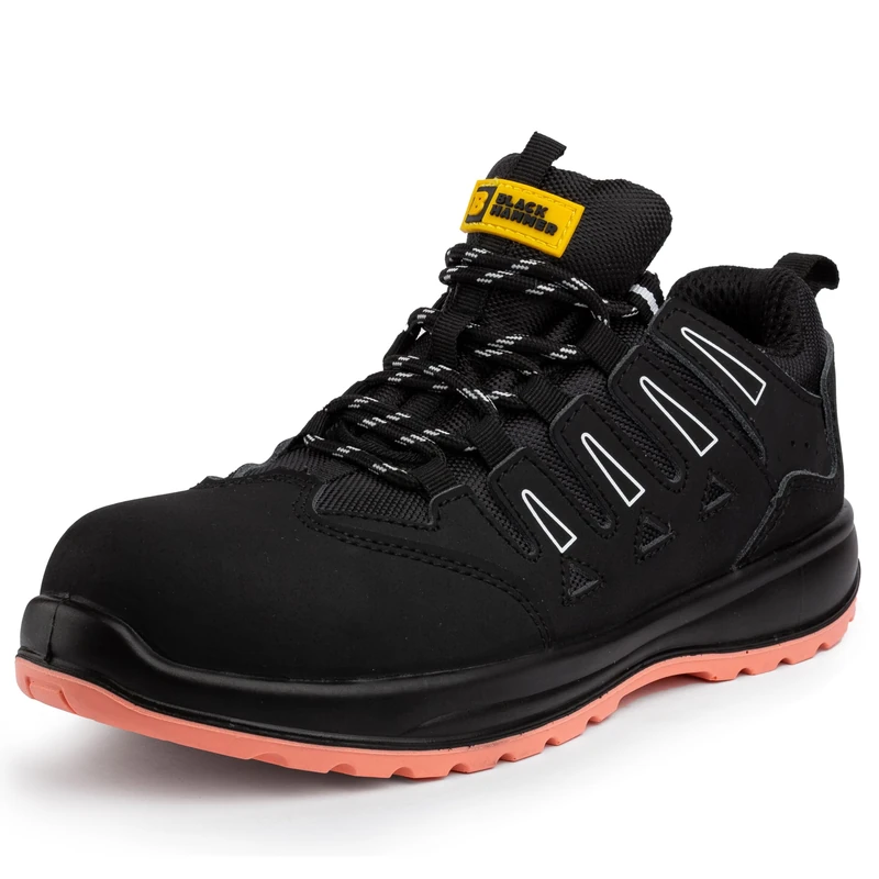 Black Hammer Lightweight Safety Trainers Womens Composite Toe Cap Metal Free Non Slip Breathable S1P SRC Work Shoes Betsy (4 UK) Black - Image 1