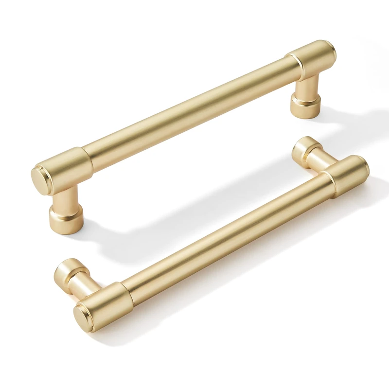 khtumeware Brushed Brass Cabinet Hardware, 152 mm, Center of Hole, Gold, for Kitchen, Bathroom, Dresser, Set of 10