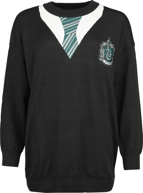 HARRY POTTER Slytherin Women Knitted Sweater Black Large, Black, M
