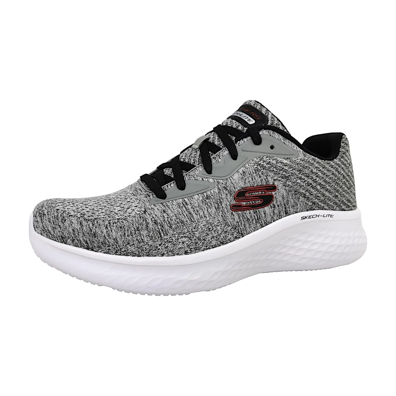Skechers Men's Skech-LITE PRO FAREGROVE Trainers, Gray Circular Knit/Synthetic/Red Trim, 10 UK
