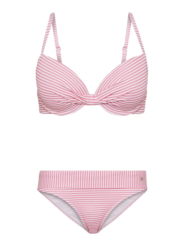 s.Oliver Women's Bikini Set, Pink and White Stripes, 6/B