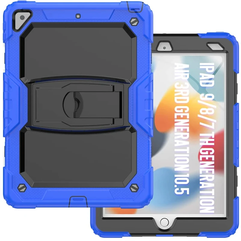 Case for iPad Air 3 2019 /iPad Pro 10.5 2017 with Holding Stand, Robust Shockproof Protective Case with 3-layer structure design, Blue