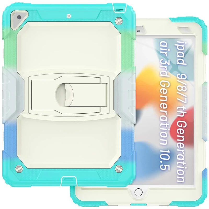 Case for iPad Air 3 2019 /iPad Pro 10.5 2017 with Holding Stand, Robust Shockproof Protective Case with 3-layer structure design, Camouflage blue