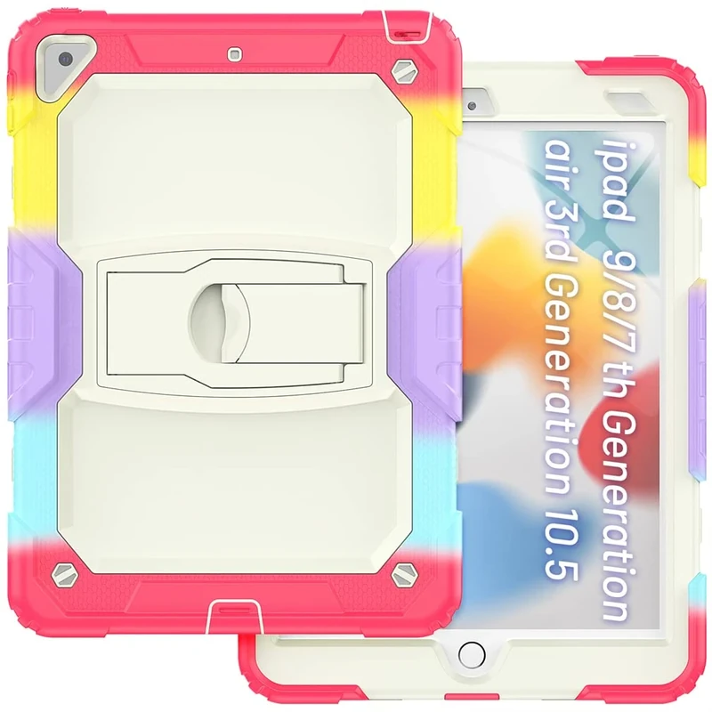 Case for iPad Air 3 2019 /iPad Pro 10.5 2017 with Holding Stand, Robust Shockproof Protective Case with 3-layer structure design, Camouflage red