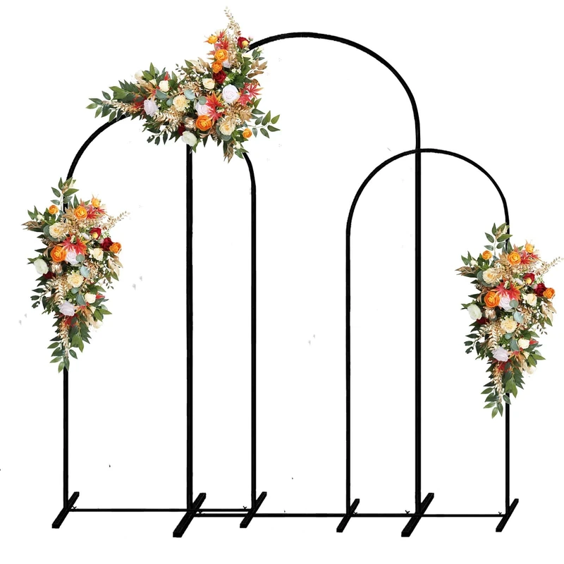Metal Wedding Arch Backdrop Stand,3-Piece Arch Backdrop Stand for Wedding Ceremony Bridal Party Birthday Party Balloon Arch Decoration(Black)