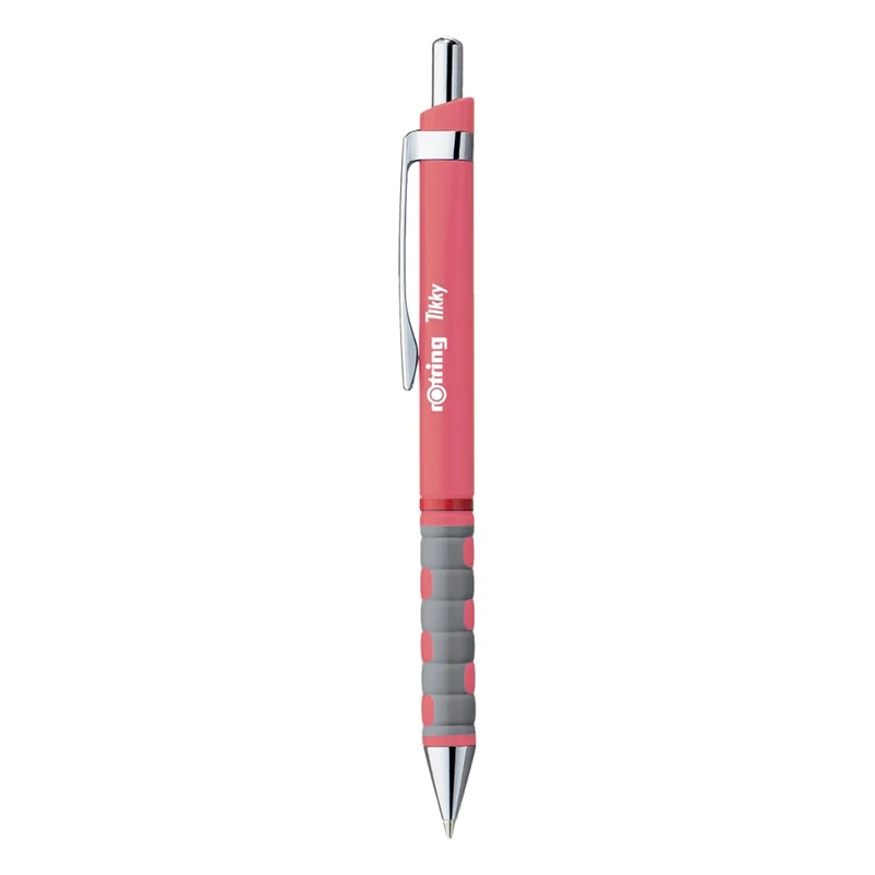 rOtring Tikky Pastel Ballpoint Pens | Blue Ink | Medium Point (1.0mm) | Tea Rose Barrels | Lightweight with Rubberised Grip | 12 Count