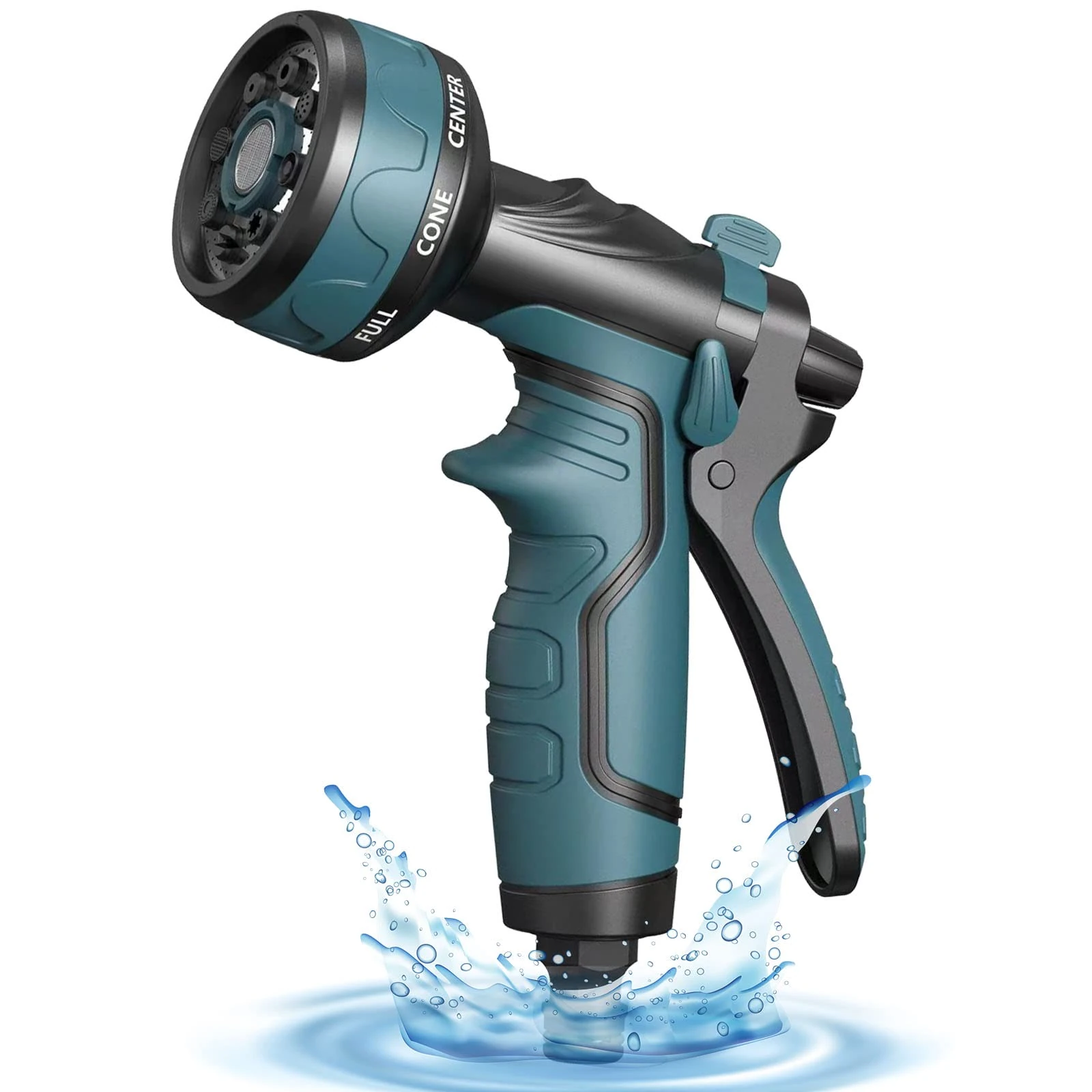 HmiL-U Hose Pipe Spray Gun,2023 Upgrade Garden Gun,8 Adjustable Watering Patterns Nozzles & Guns, Nozzle Suitable Plants/Washing Cars/Showering Pets (Lake Blue)