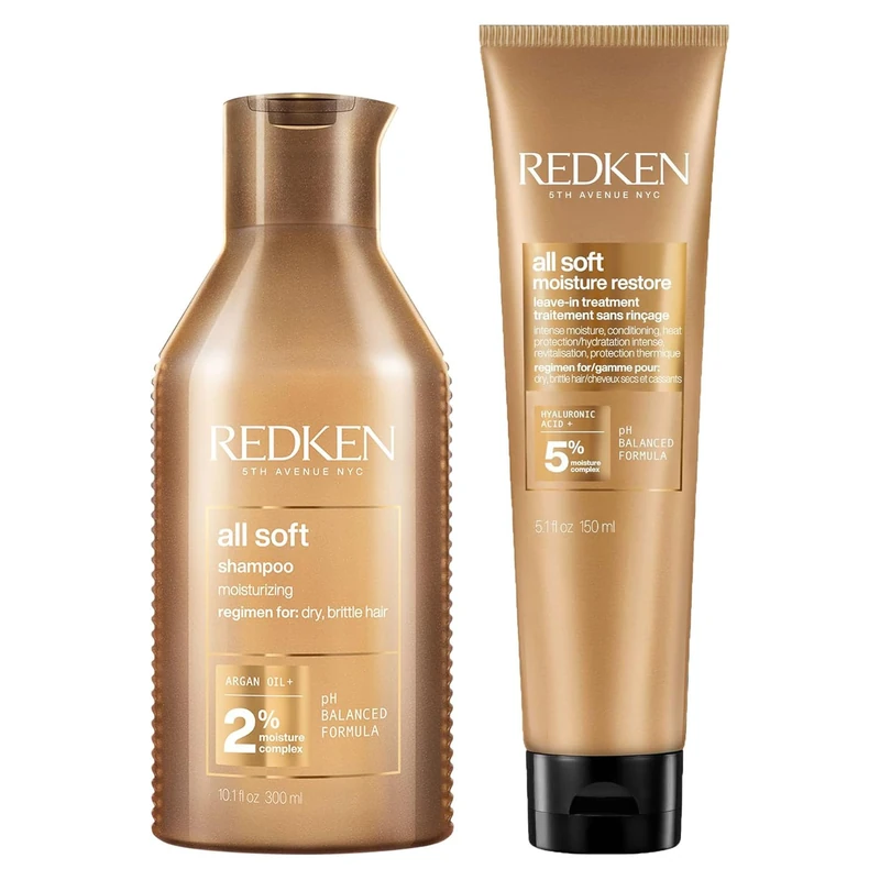 REDKEN | All Soft Immediate Hydrating Shampoo 300ml and Moisture Restore Leave In Treatment 150ml for Incredible Shine & Lighweight Touchable Feel