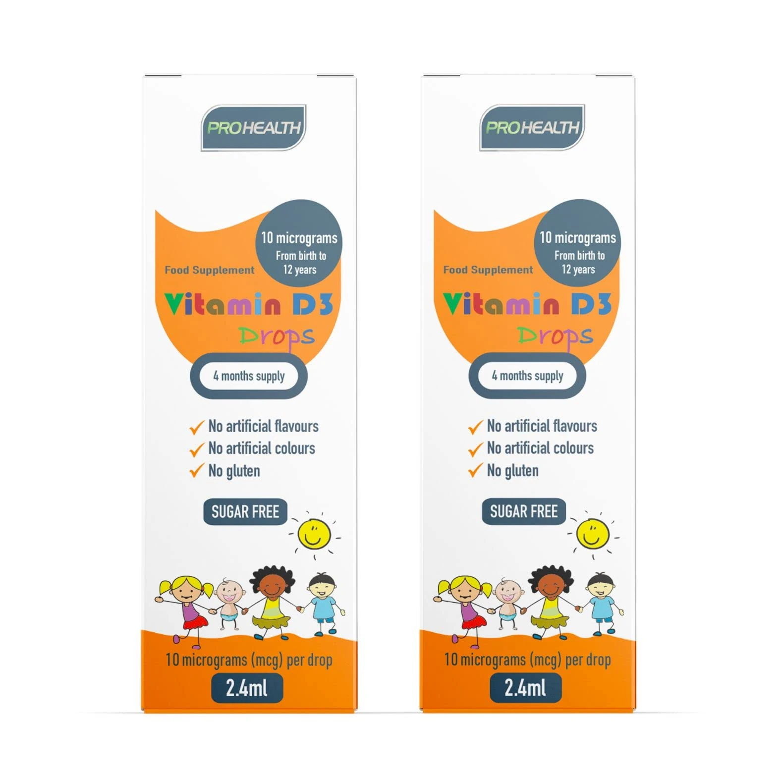 ProHealth Preservative-Free Vegan Vitamin D3 Drops for Infants & Children - Sugar-Free, All-Natural, NHS Approved (4-Month Supply, 2-Pack)