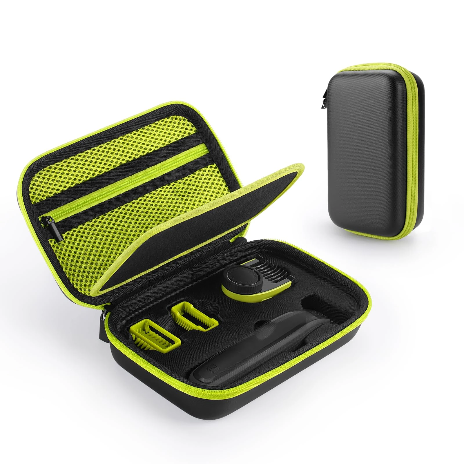 Yinke 14-in-1 Adjustable Comb Attachments with CasePhilip OneBlade One Blade QP2520 QP2630 QP2724 QP2734 QP2834 Electric Trimmer Shaver,0.4 to 10 MM Precision Replacement Travel Portable Kits Green