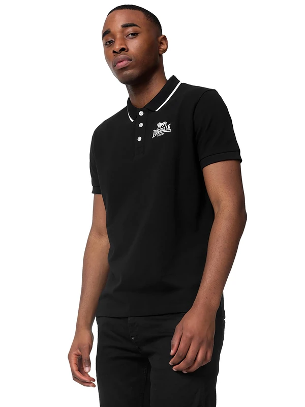 Lonsdale Men's Ballygalley Polo Shirt, Black/White, S