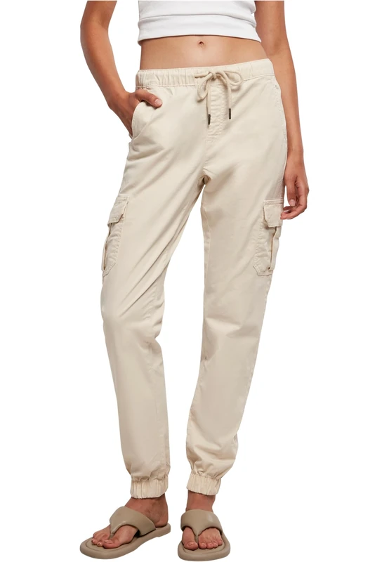 Urban Classics Women's Ladies High Waist Cargo Jogging Pants, Whitesand, XXXXXL