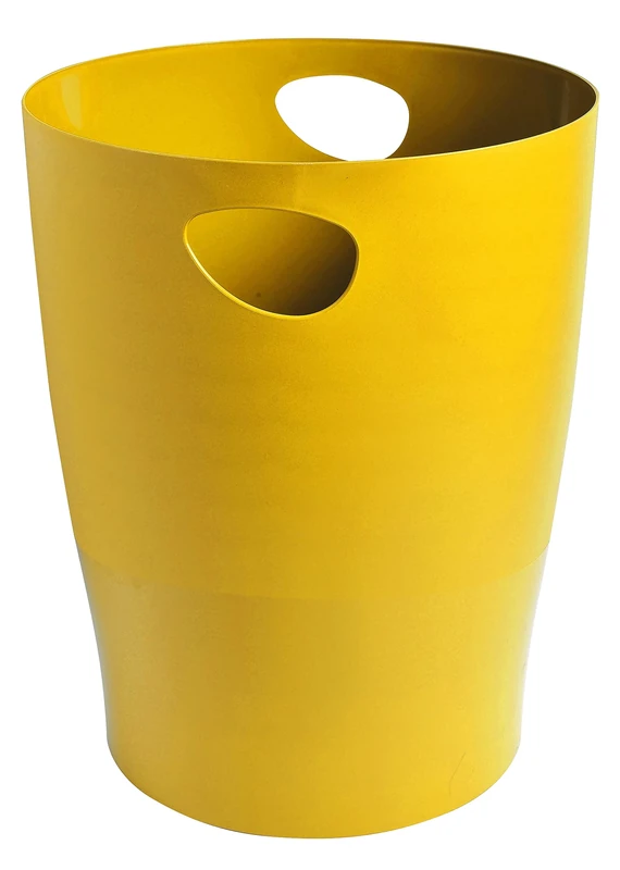 Exacompta - Ref. 45308D - Set of 8 waste paper baskets with ECOBIN BeeBlue handles in PP - large capacity 15 liters - dimensions 26.3 x 26.3 x 33.5 cm - for office or home - saffron color