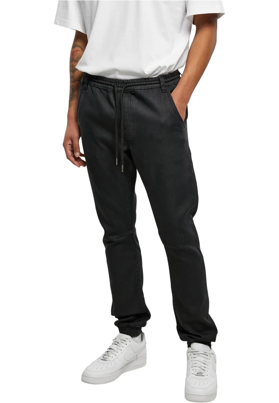 Urban Classics Men's Knitted Denim Jogging Bottoms, Available in Many, Sizes S to 5XL, Real Black Washed, 5XL