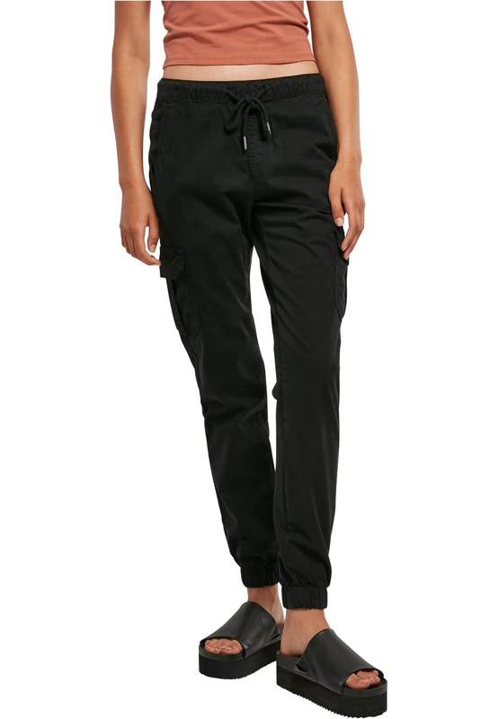 Urban Classics Women's High Waist Cargo Jogging Trousers, Cargo Trousers for Women with High Waistband, Sizes XS - 5XL, Black, XXXXXL