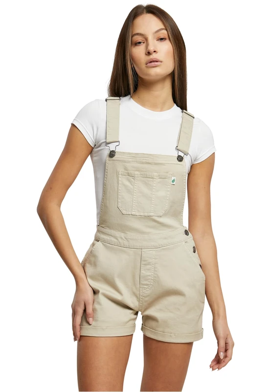 Urban Classics Women's Ladies Organic Short Dungaree T-Shirt, Offwhite Raw, XS