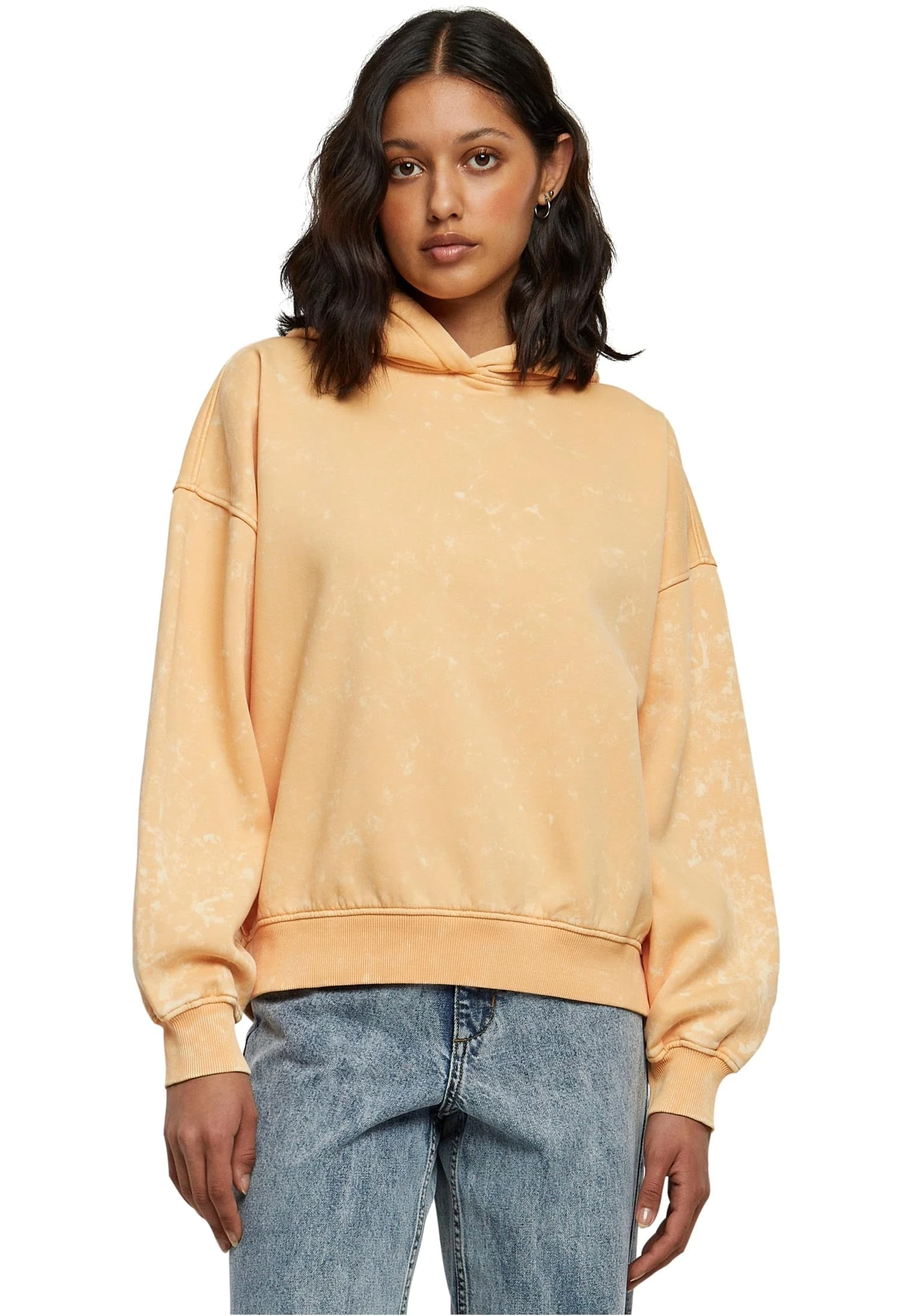 Urban Classics Women's Ladies Oversized Towel Washed Hoody Hooded Sweatshirt, Pale Orange, S