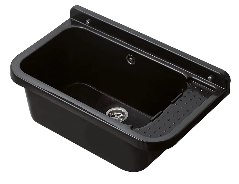 Negrari 2051BNAM Wall-Mounted Sink in Resin, Acid Resistant, Ideal for Wet Places, Outdoor, W60 x D34 H21, Glitter Black