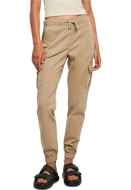 Urban Classics Women's Ladies High Waist Cargo Jogging Pants Pants, Unionbeige,