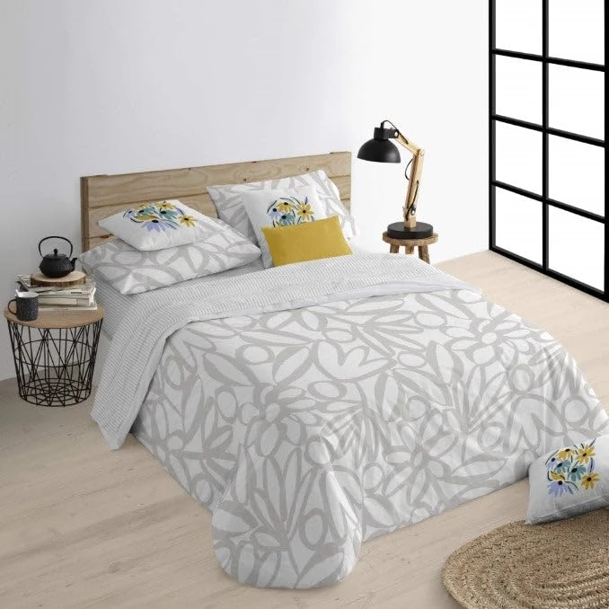 BELUM | Duvet Cover for Bed 135/140 (220 x 220 cm) | Fabric: 100% Organic Cotton, 175 Thread Count, Oeko-Tex Certified | Model: Lucea Grey - Image 1