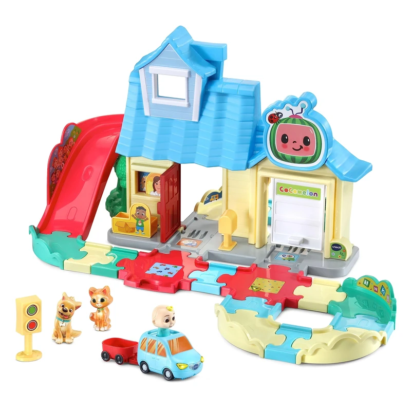 VTech Tut Tut Baby Speedster - CoComelon JJs Playhouse Rail Set - Interactive Playset with JJs Family Car, Cody's Cat and Dog Bingo - For Children Aged 1.5-5 Years