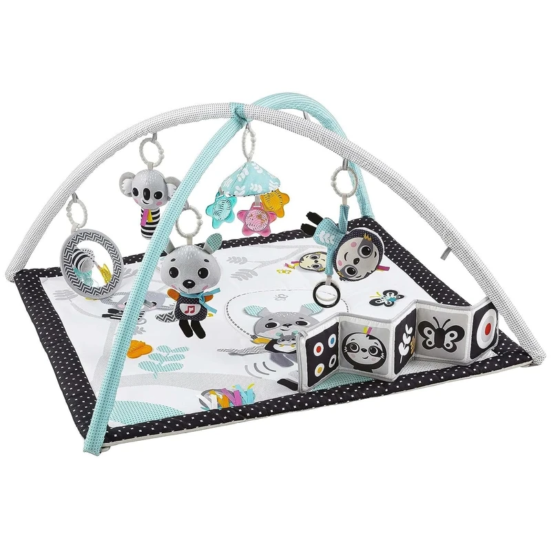 Benbat Baby Play Gym - 3 in 1 Activity Gym with Double Sided Early Development Book, Musical and Crinkle Toys on Dazzle Effect Play Arch