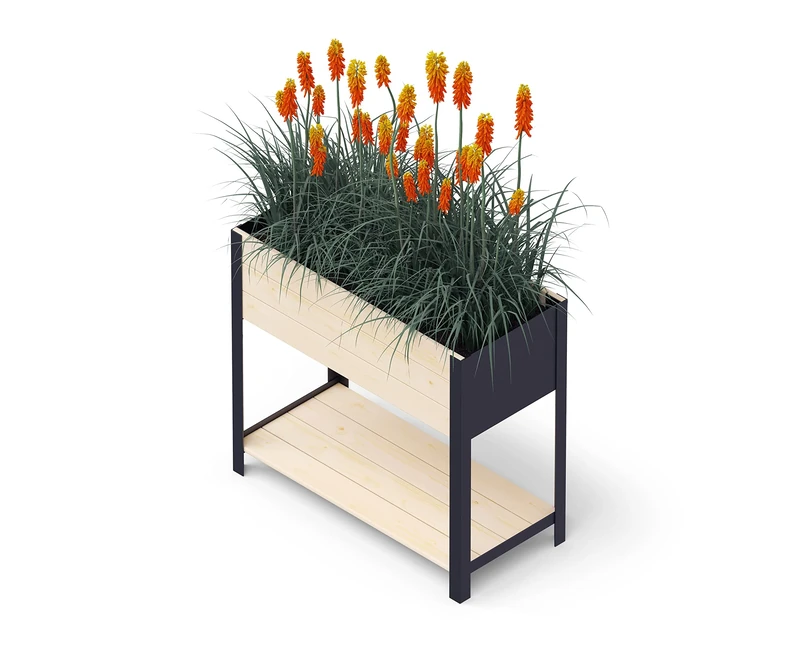 Upyard Planter, Wood Metal, Natural, 78 x 36 cm