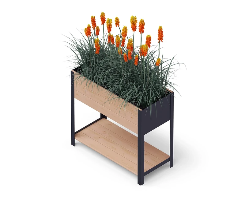 Upyard Planter, Wood Metal, Brown, 78 x 36 cm