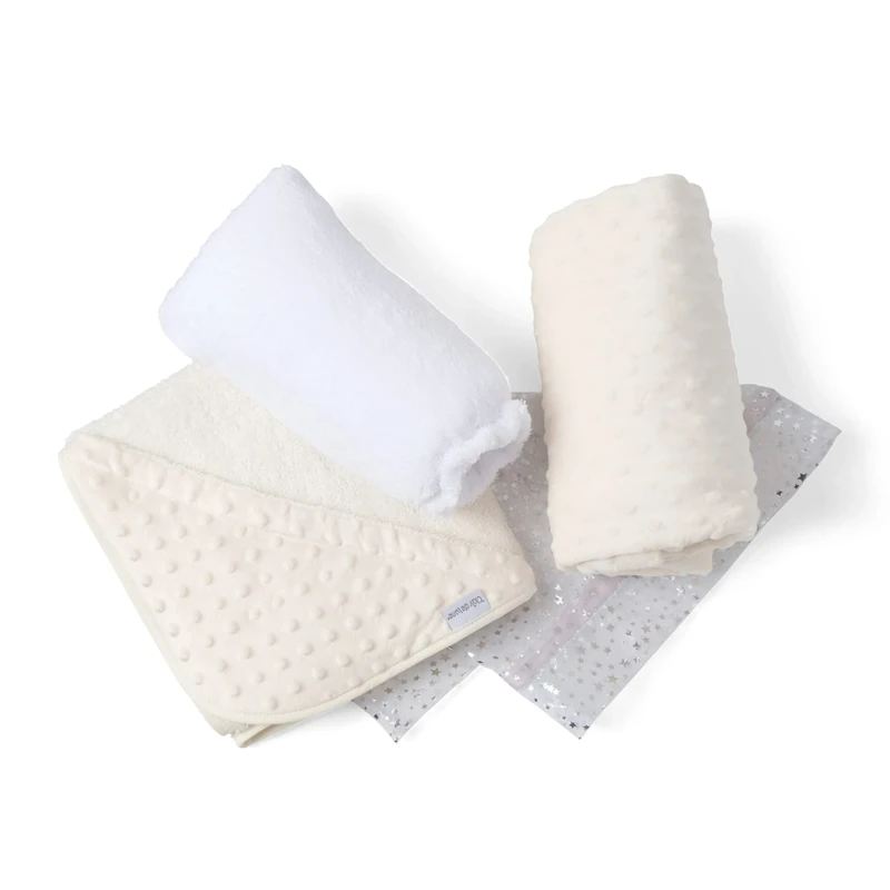 Clair de Lune | Dimple Baby Gift Bag | Hooded Towel, Blanket, Change Mat & Mitt | Baby Essentials - Cream - Image 1
