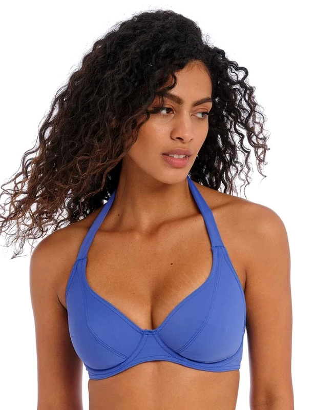 Freya Jewel Cove Halter Bikini Top Plain Azure Blue 28D