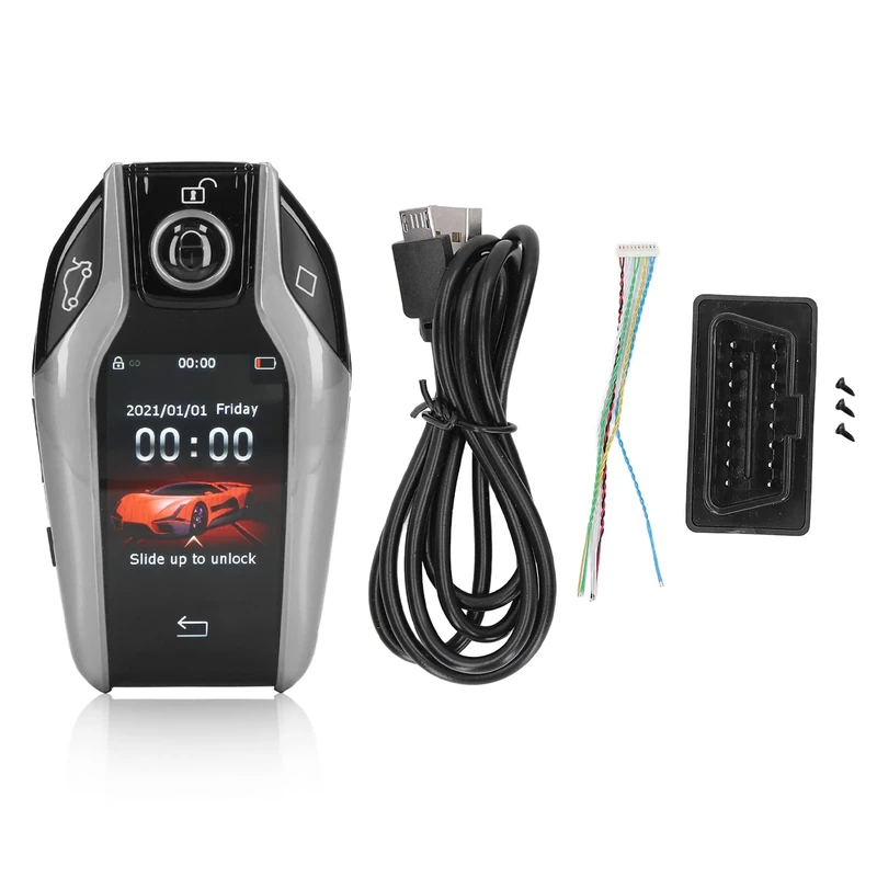 AMONIDA Smart Remote Car Key, Universal TK800+ LCD Touch Screen Smart Key Remote Keyless Entry for All Start Stop Engine Button Models (Silver) - Image 1